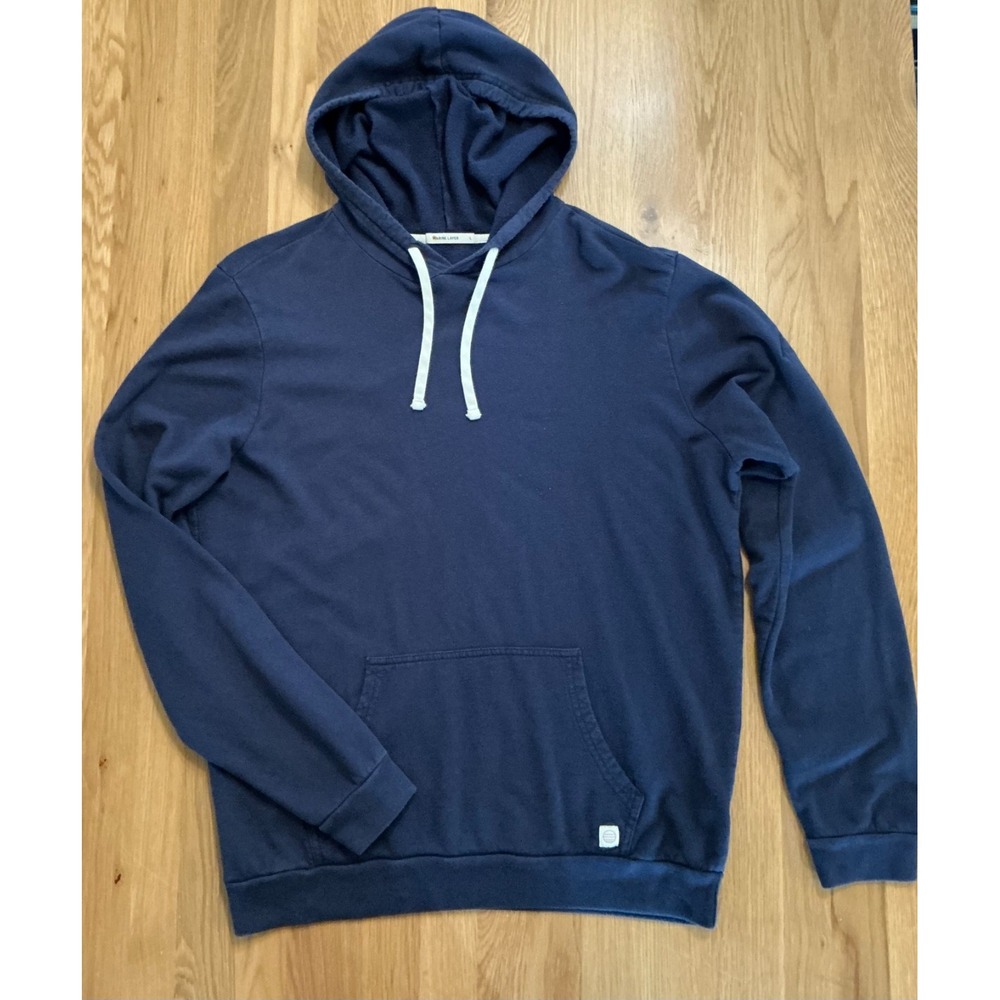Marine Layer Hoodie Mens L Navy Blue Pullover Made in USA Sweatshirt Soft